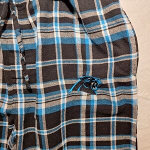 Carolina Panthers Pajama Pants Mens Medium Flannel Plaid NFL Team Apparel Logo